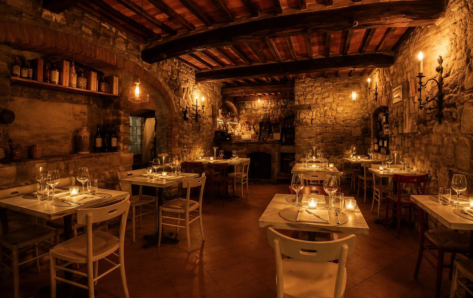 La sala in pietra del ristorante